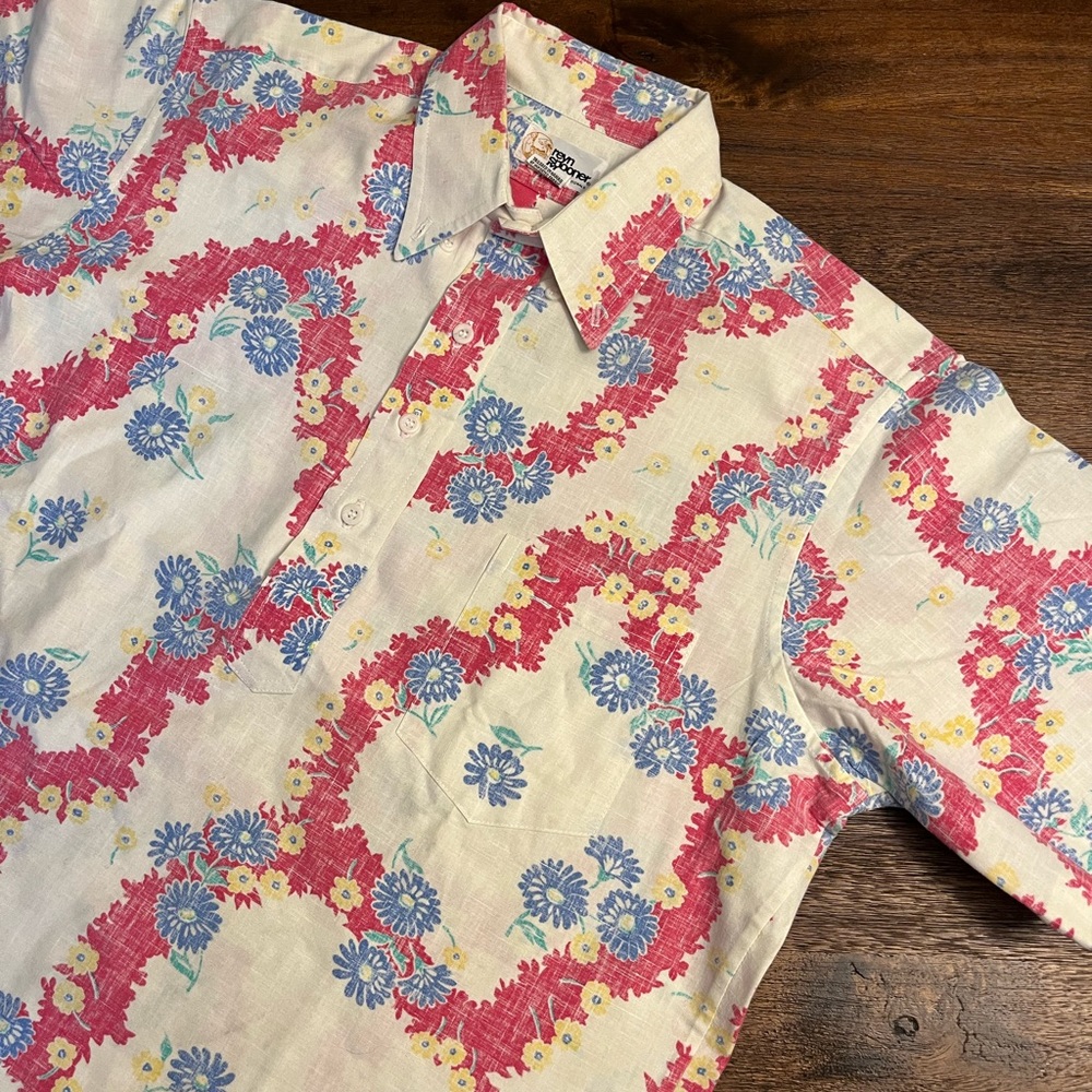 Reyn Spooner Hawaiian 4 Button Shirt Sz M